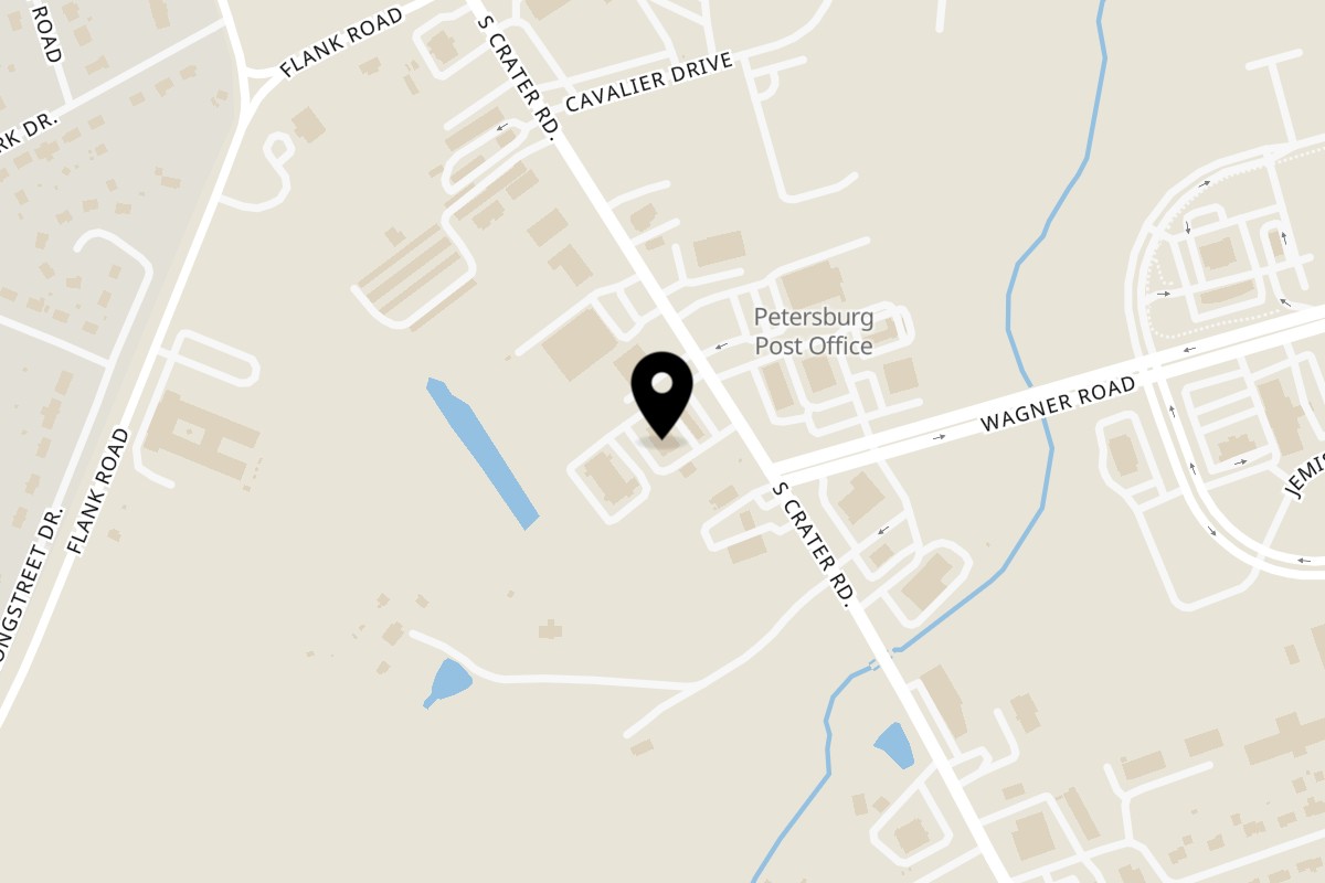 Map showing the location of Philly's Beast on 3140 S Crater Rd suit A in Petersburg